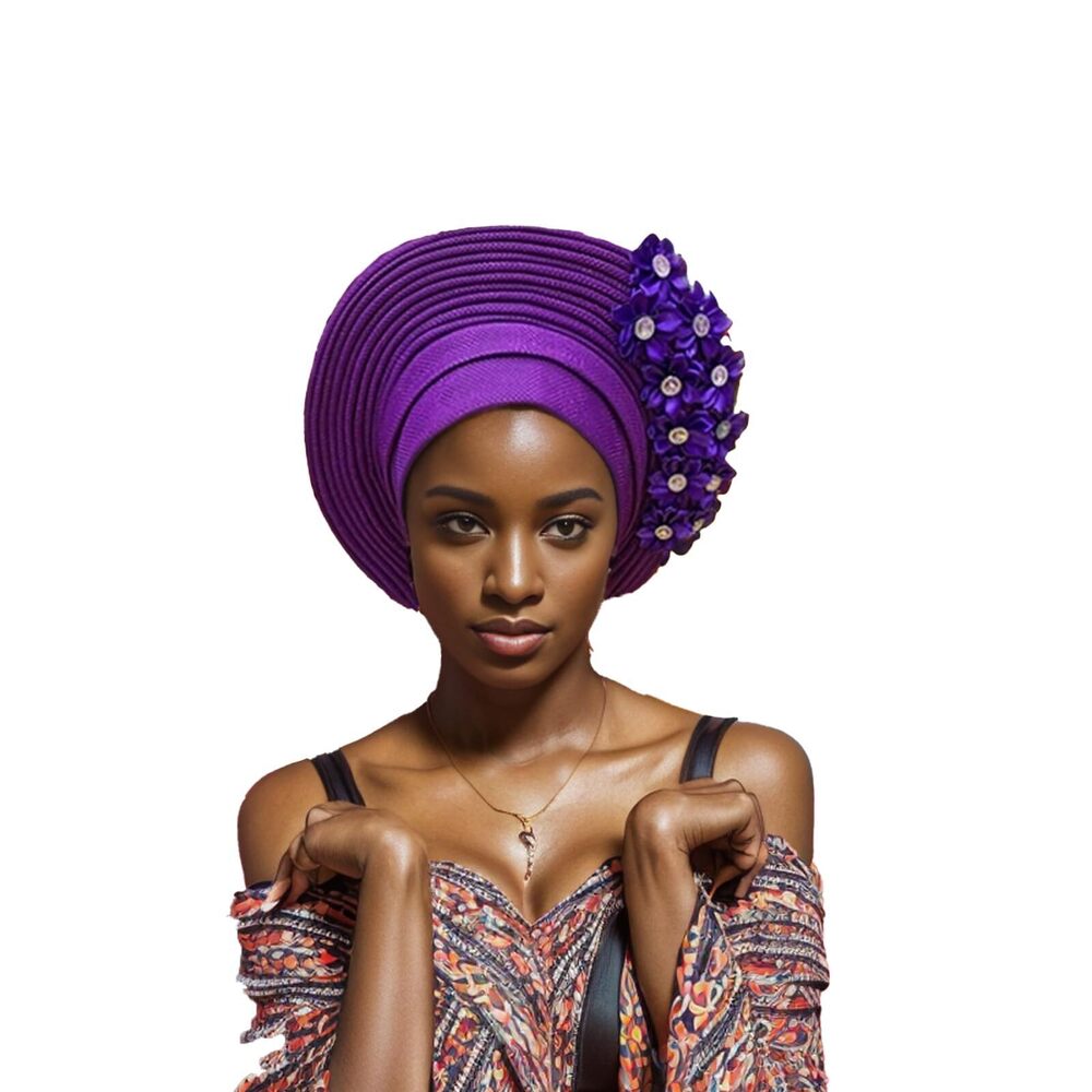 6869 African Head Wraps Fashion Headbands Stones ASO Oke Auto Gele Headtie